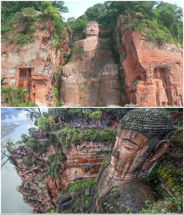 Самая большая статуя Будды находится в районе священной горы Эмэйшань (Китай). | Фото: turistadimestiere.com/ colorfulchinatravel.com.