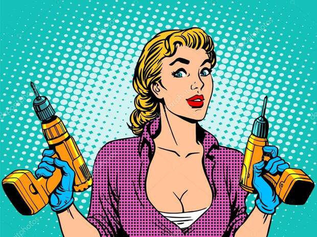 Girl worker drill repair ⬇ Vector Image by © studiostoks | Vector Stock  86173882