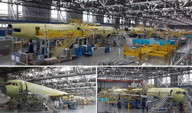 Сборка пассажирских самолётов МС-21-310 в цехе Иркутского авиационного завода. Фото для иллюстрации из открытых источников.