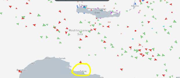 Онлайн карта движения судов возле побережья Ливии