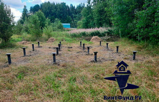 Винтовые сваи под баню 6х6 в посёлке Мельниково, Приозерского района