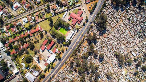 Богатый и бедный районы южноафриканского Йоханнесбурга достопримечательности, другой взгляд, интересно и познавательно, мир, планета, с другого ракурса, фото