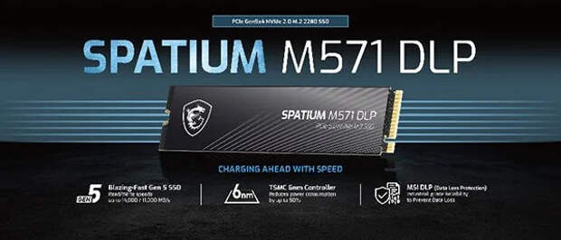 4 ТБ, 5 лет гарантии и скорость 14 ГБ/с: представлен флагманский SSD MSI Spatium M571 DLP 