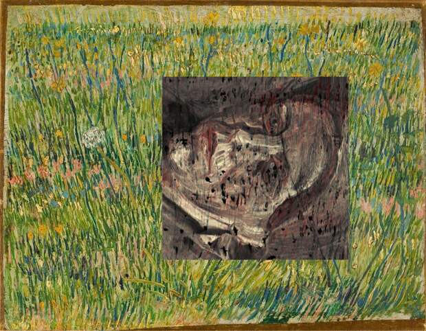 Ван Гог «Лоскут травы». Картина была написана поверх портрета - так художник справлялся с нехваткой денег на новый холст