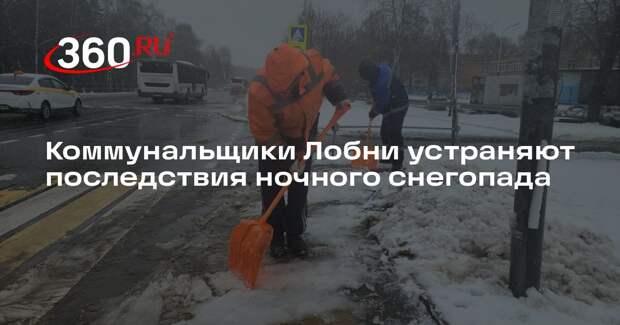 Коммунальщики Лобни устраняют последствия ночного снегопада