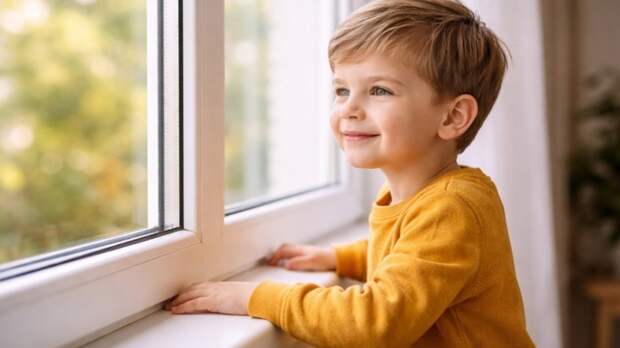 Ребенок у окна / Дети / Изображение сгенерировано ИИ ChatGPT / amic.ru