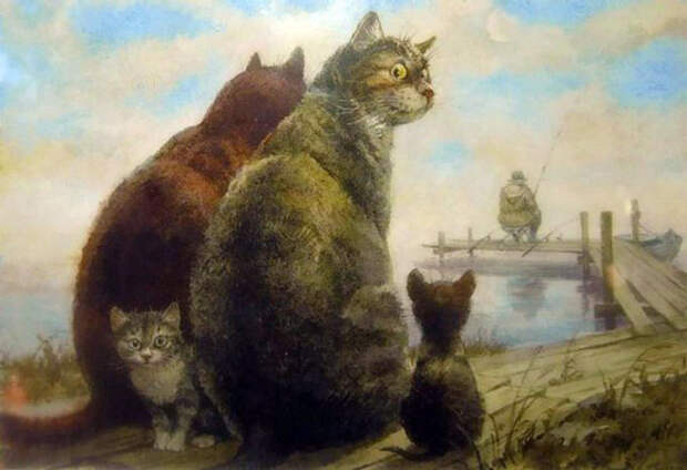 Питерские коты: акварельные мурлыки, которые принесли мировую известность Владимиру Румянцеву