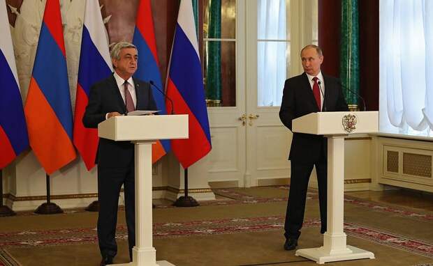 Заявления для прессы по окончании российско-армянских переговоров. С Президентом Армении Сержем Саргсяном.