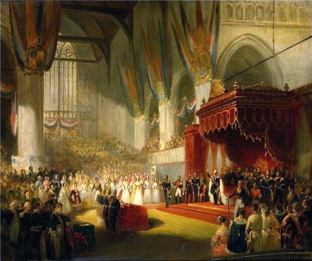 Nicolaas Pieneman/ Инаугурация короля Виллема II в Ниуве-Керк, Амстердам, 28 ноября 1840. / Фото: www.similart.fr