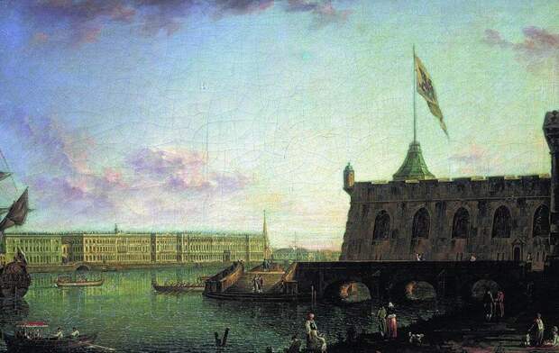 Вид Петропавловской крепости и Дворцовой набережной. 1799