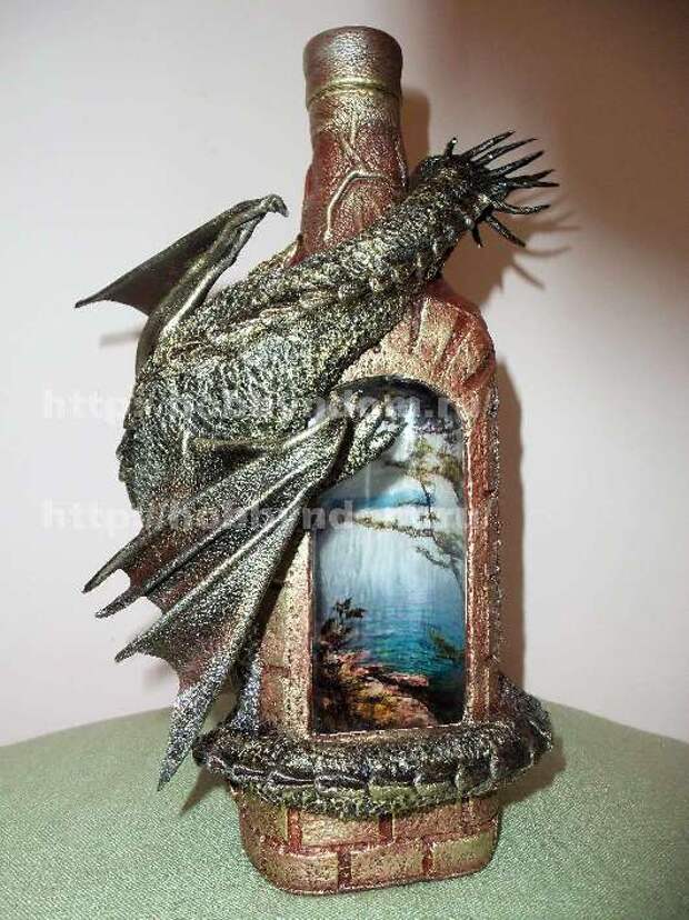 Декор бутылки "Сокровище дракона" ч.2