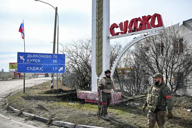 Военнослужащие батальонно-тактической группы «Каштан» спецназа «Ахмат» в освобожденной Судже