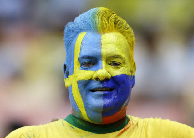 Швеция против Колумбии - в одном мейкапе! болельщики, искусство болеть, костюмы, макияж, олимпиада