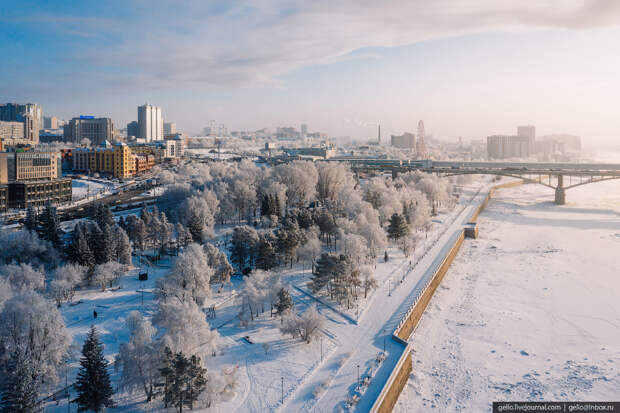Зимний Новосибирск, набережная михайловская