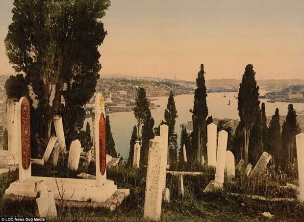 Кладбище Эйюб, Константинополь  Константинополь, османская империя, старые фотографии, фото в цвете, фотохром
