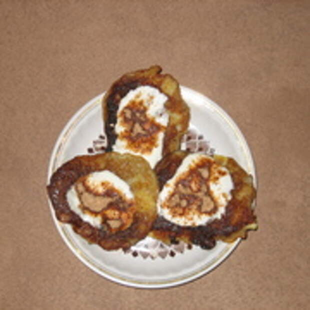 Оладьи из овсяных хлопьев с яблоками
