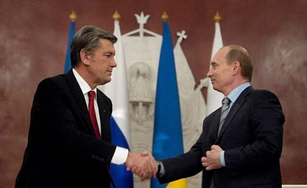 Президенты Украины и России Виктор Ющенко и Владимир Путин, 2008 год