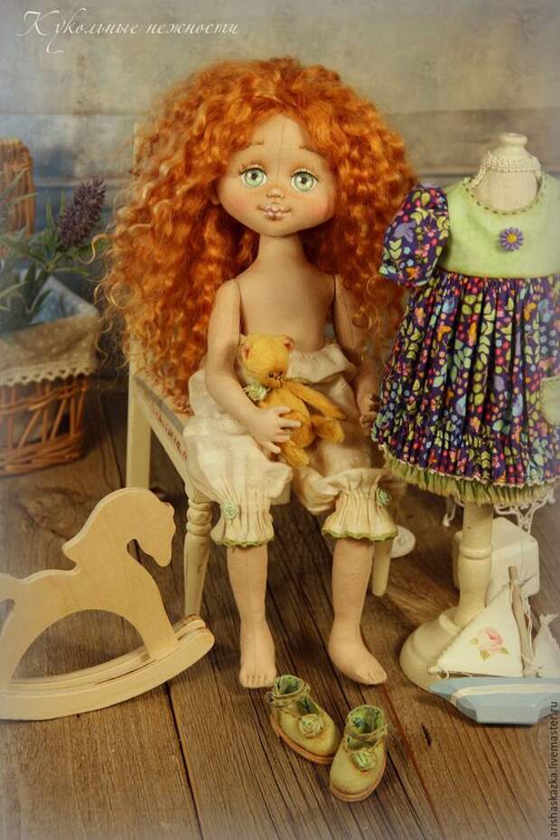 Купить Маргаритка . Кукла авторская . Кукла ручной работы . - рыжий, синий, зеленый, рыжая девочка: 
