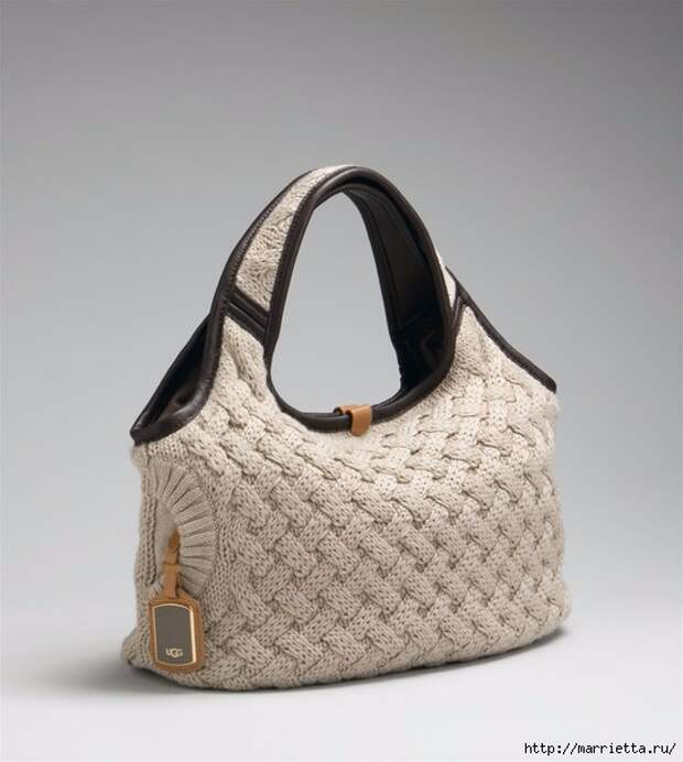Стильная вязаная спицами сумка-плетенка. Описание (14) (541x604, 132Kb)