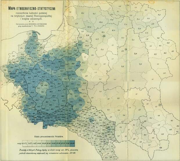Старая этническо-статистическая карта Польши 1912 год исторические карты, карта, картография, карты, редкие карты