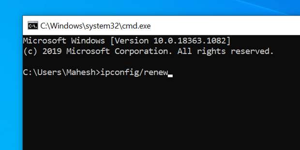 Renew IP on Windows