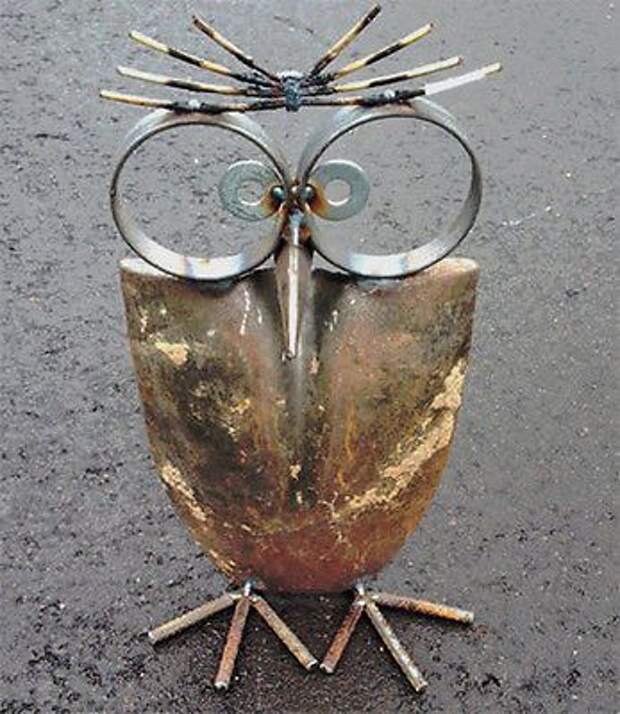 Owl made with shovel head and metal -12 Delightful Garden Decor Ideas | eBay