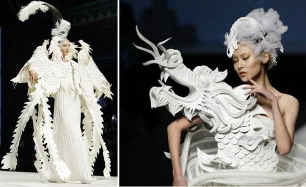 Высокая мода по-китайски: платья-скульптуры с драконами