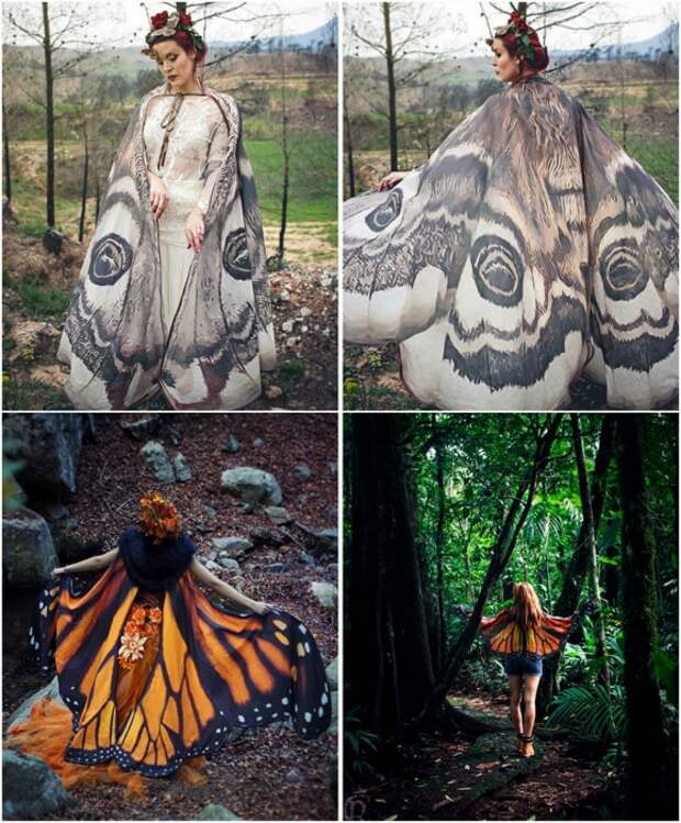 Шаль с изображением крыльев бабочки.
