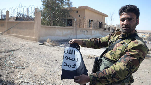 Боец сирийской армии в освобожденном от боевиков городе Эль-Карьятейне. Архивное фото