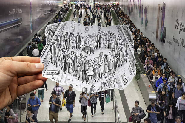Pencil Vs Camera (Study in Hong Kong Subway)