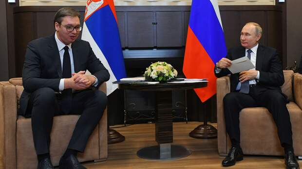 Президент РФ Владимир Путин и президент Сербии Александр Вучич во время встречи - РИА Новости, 1920, 23.11.2021
