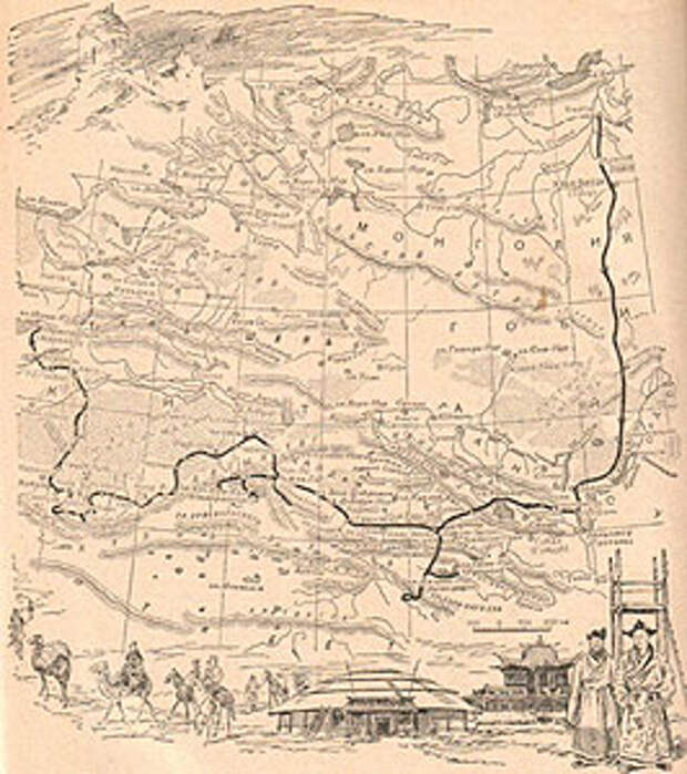 Схематическая карта четвертого путешествия Пржевальского