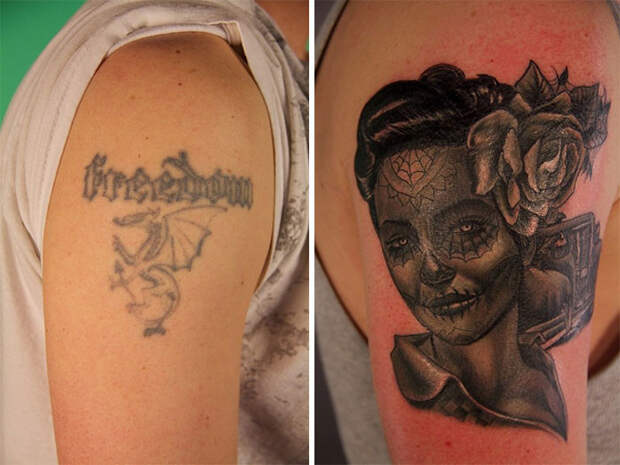 70 примеров тату-перекрытия, доказывающих, что от ошибки молодости можно избавиться перекрытие, пример, татуировка