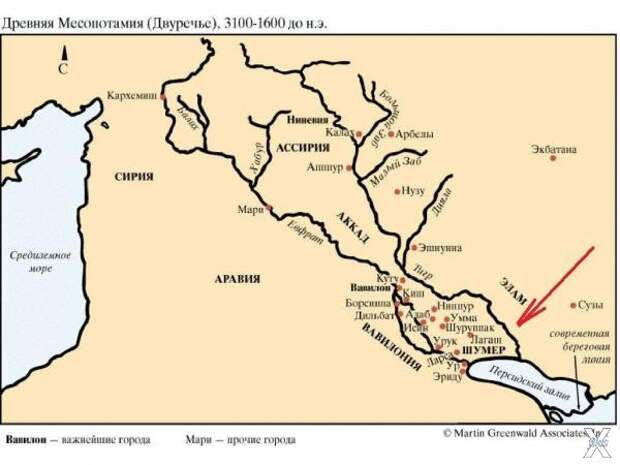 Карта Древней Месопотамии