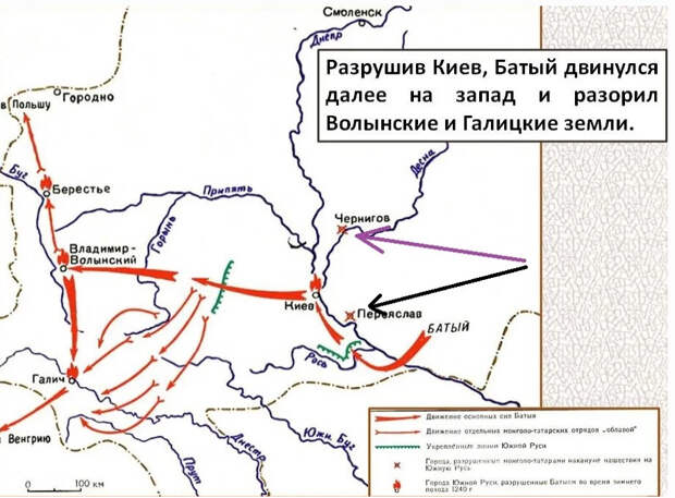 карта финального вторжения 1240-41 гг. (красным)