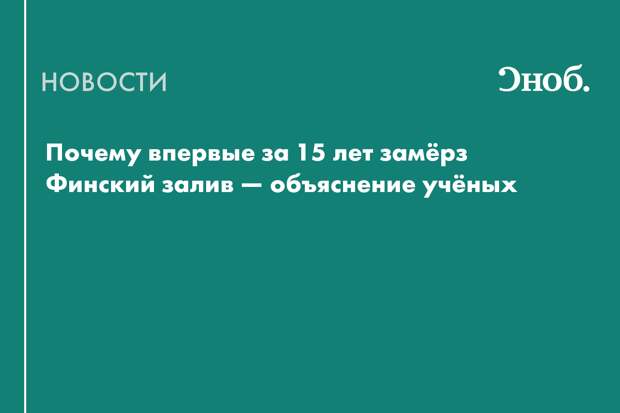 Почему впервые за 15 лет замёрз Финский залив — объяснение учёных