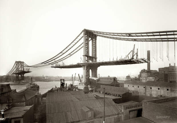 Висячий мост, пересекающий Ист-Ривер и соединяющий Манхэттен и Бруклин.