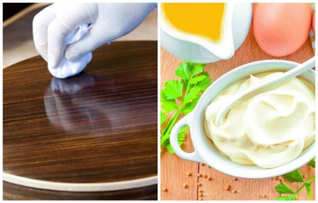 Майонез помогает избавиться от разводов на деревянной мебели Майонез помогает избавиться от разводов на деревянной мебели