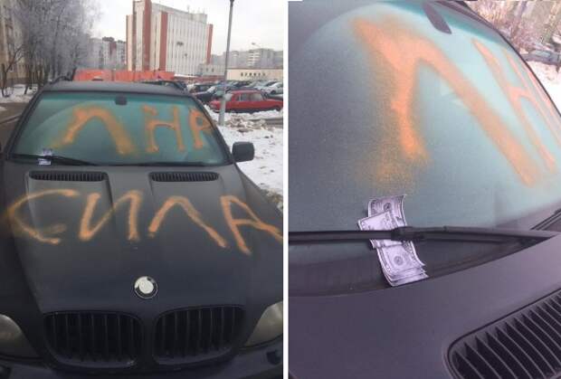 Автомобиль принадлежащий супруге. Украинки изрисовали краской.