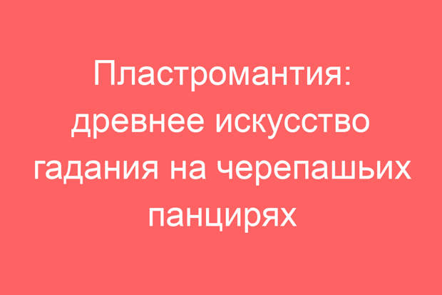 Пластромантия: древнее искусство гадания на черепашьих панцирях