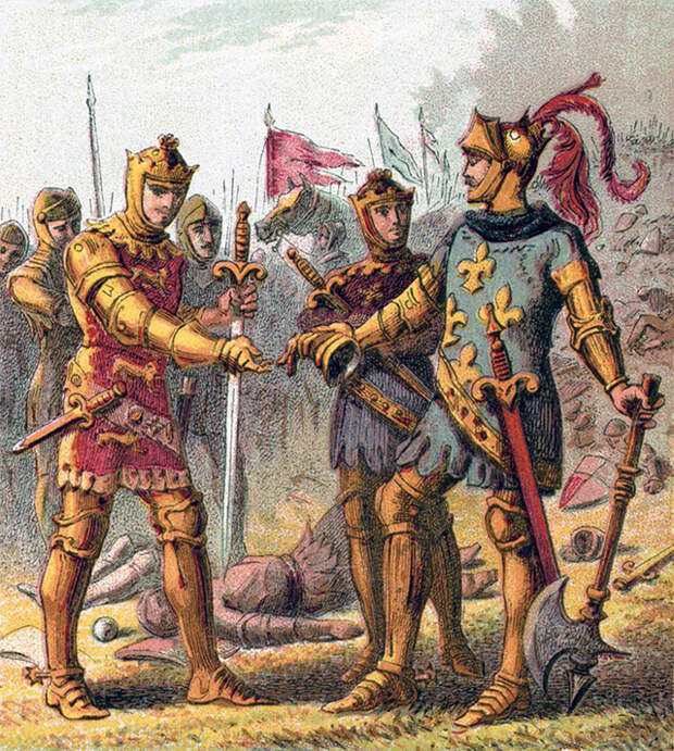 Эдуард «Чёрный принц» и пленённый король Франции Иоанн II Добрый.