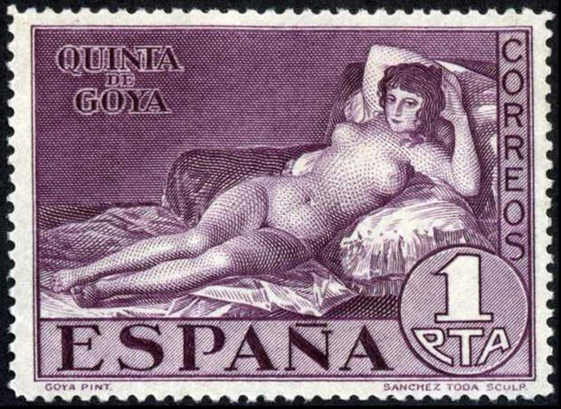 Почтовая марка «Маха обнаженная», 1930 год Почтовая марка «Маха обнаженная», 1930 год