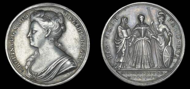 Официальная коронационная медаль королевы Каролины в 1727 году. \ Фото: th.bing.com. Официальная коронационная медаль королевы Каролины в 1727 году. \ Фото: th.bing.com.