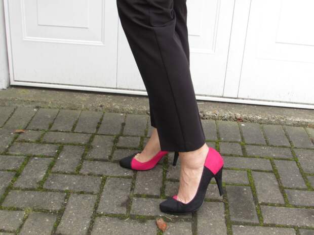 Pink and black heels Pink and black heels