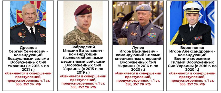 Высокопоставленным украинским военным заочно предъявлены обвинения в геноциде русскоязычного населения на Донбассе
