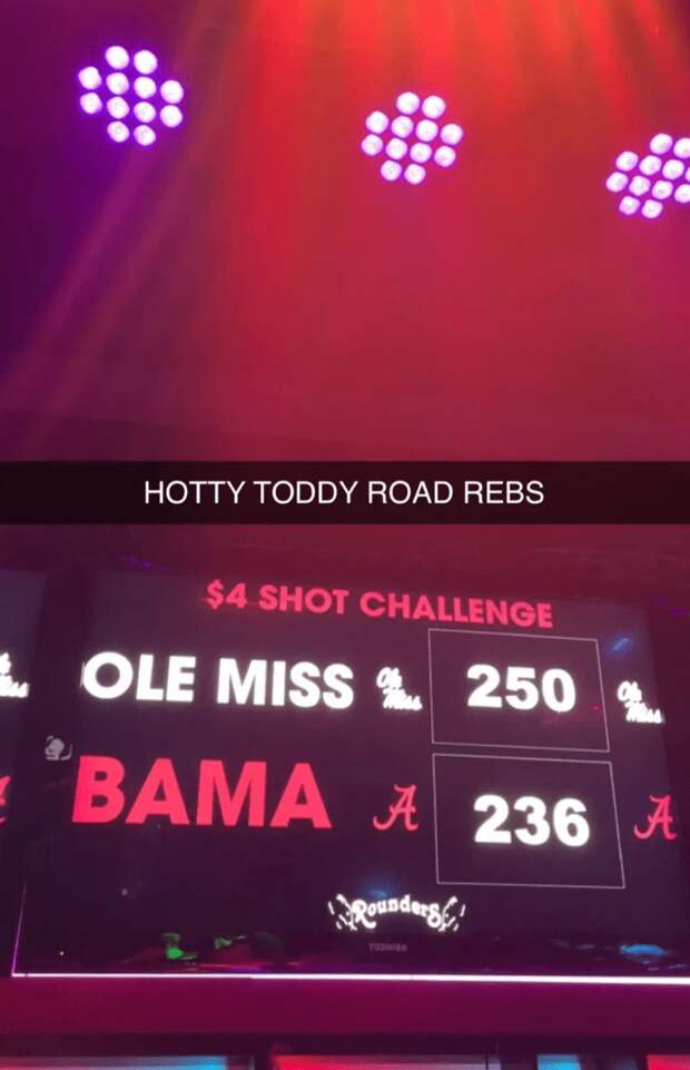 Ole Miss Alabama Rounders On The Strip $4 Shot Challenge