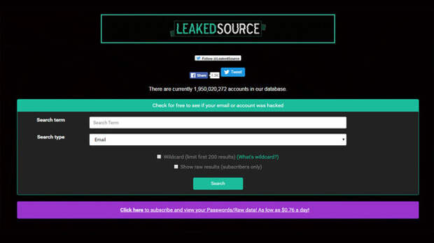 Ресурс Leaked Source получил доступ к украденной базе данных и предложил по...