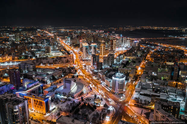 Зимний Новосибирск, ночной город