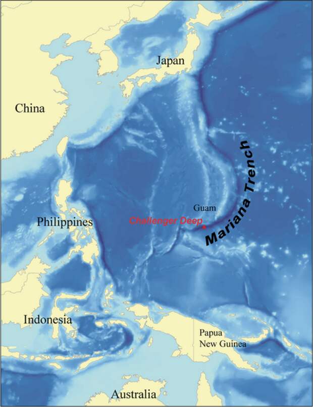 Бездна Челленджера, Марианская впадина (Тихий океан).
