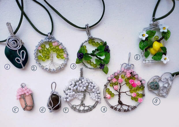 Коллекция кулонов из проволоки